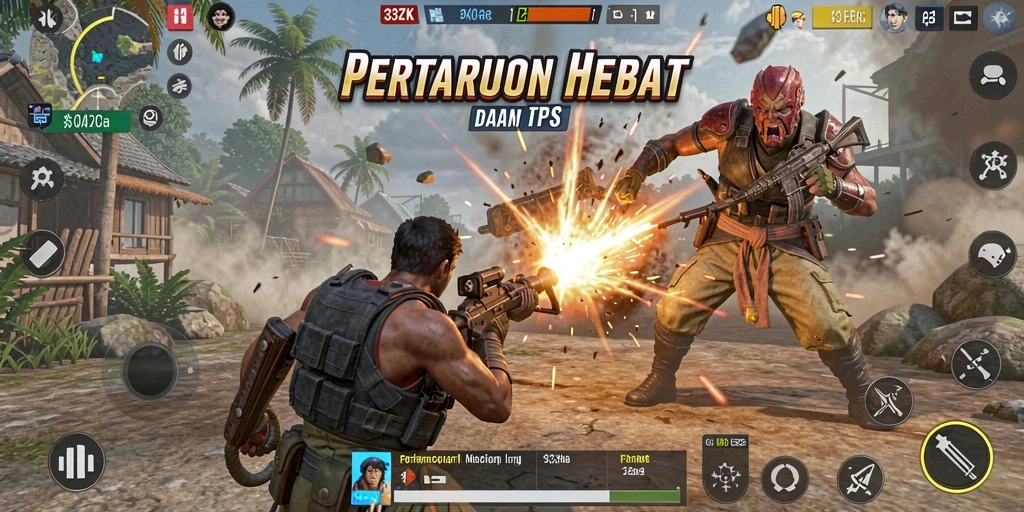 Screenshot menampilkan aksi seru dalam gameplay TPS 33ZK.