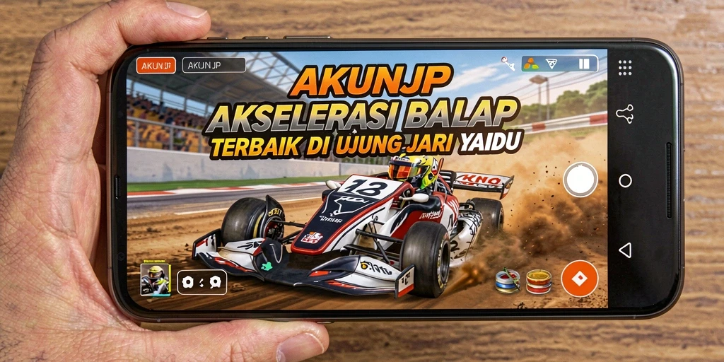 Gameplay menegangkan dari AKUNJP saat kendaraan melaju kencang di trek.