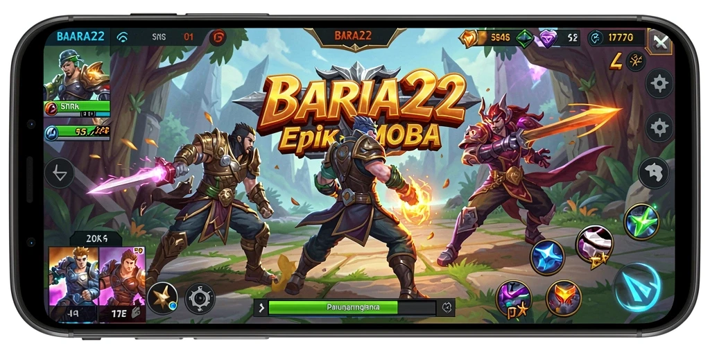 Tampilan gameplay seru di BARA22 dengan pertarungan strategis.
