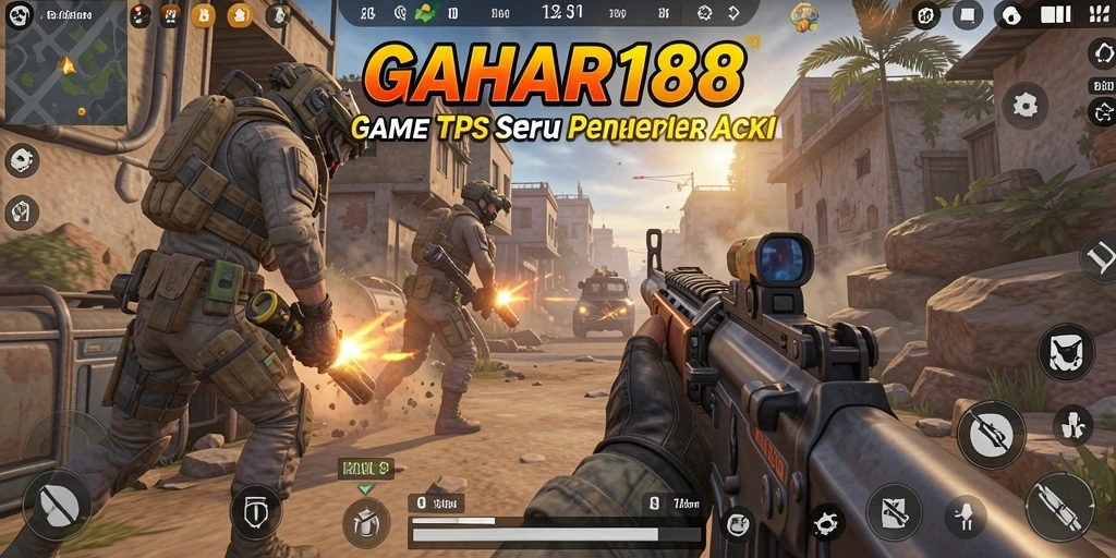 Tangkapan layar menampilkan aksi intens dari gameplay TPS GAHAR188.