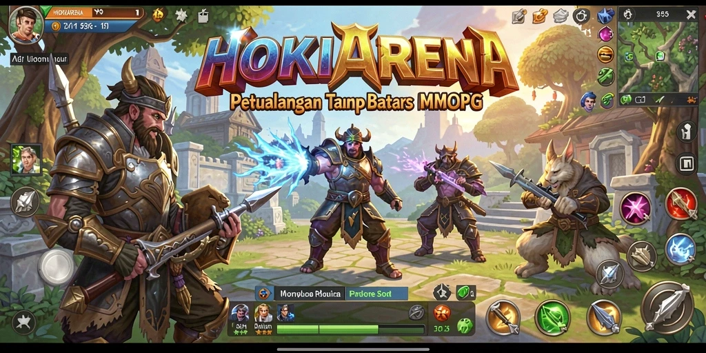 Tampilan gameplay imersif HOKIARENA dengan pertempuran seru dan eksplorasi dunia.