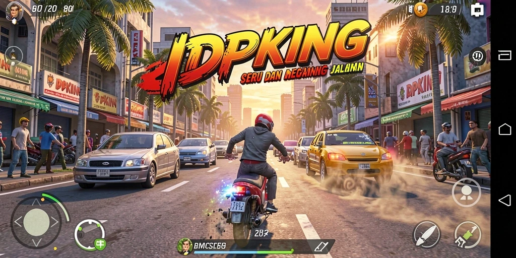 Screenshot gameplay IDPKING menampilkan balapan seru di trek yang menantang.