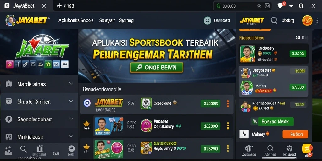 Tampilan aplikasi JAYABET dengan opsi taruhan olahraga yang menarik.