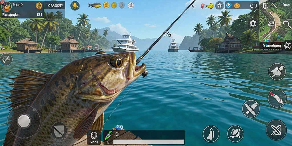Screenshot KAKRP menampilkan gameplay memancing yang realistis dan menarik.