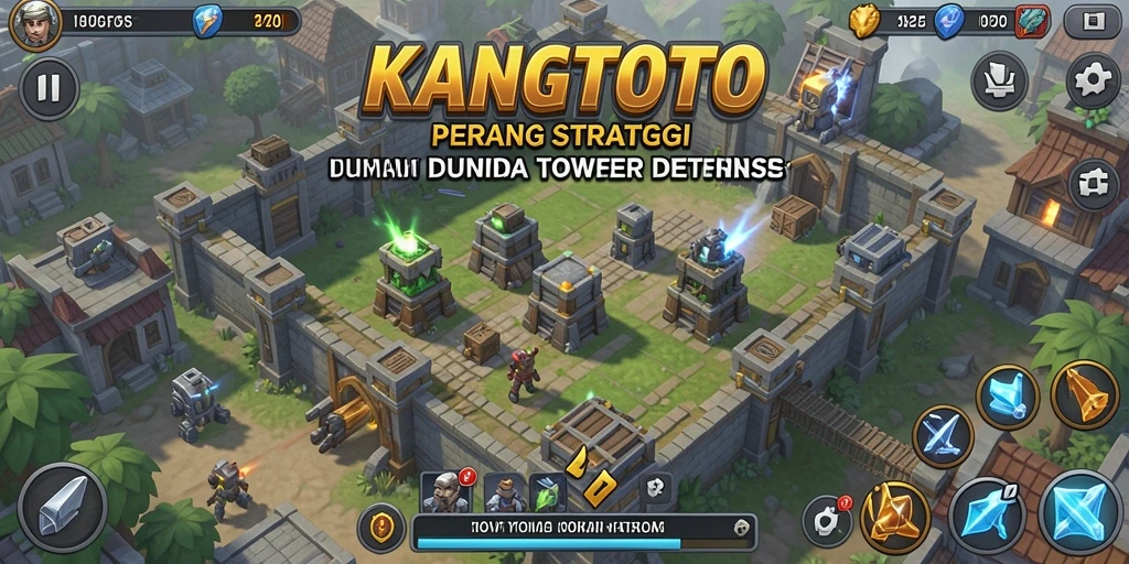 Tampilan aksi seru dalam gameplay Tower Defense KANGTOTO.