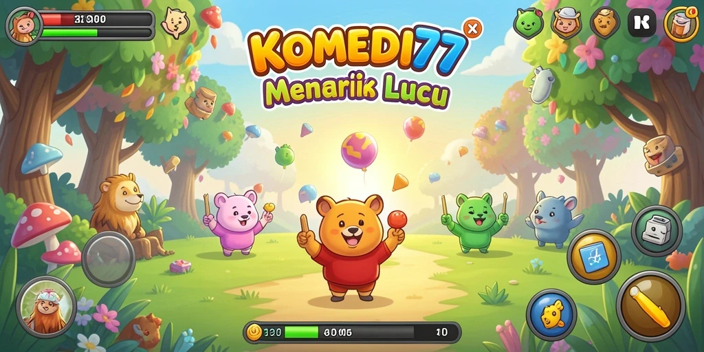 Tampilan screenshot gameplay Tower Defense yang menarik dan penuh warna.