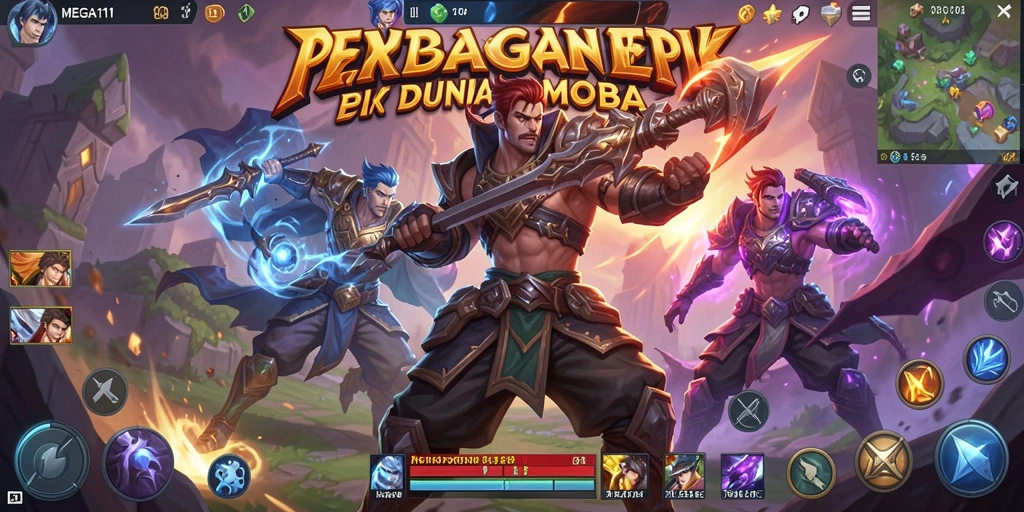 Tangkapan layar gameplay MOBA yang menegangkan di MEGA111.
