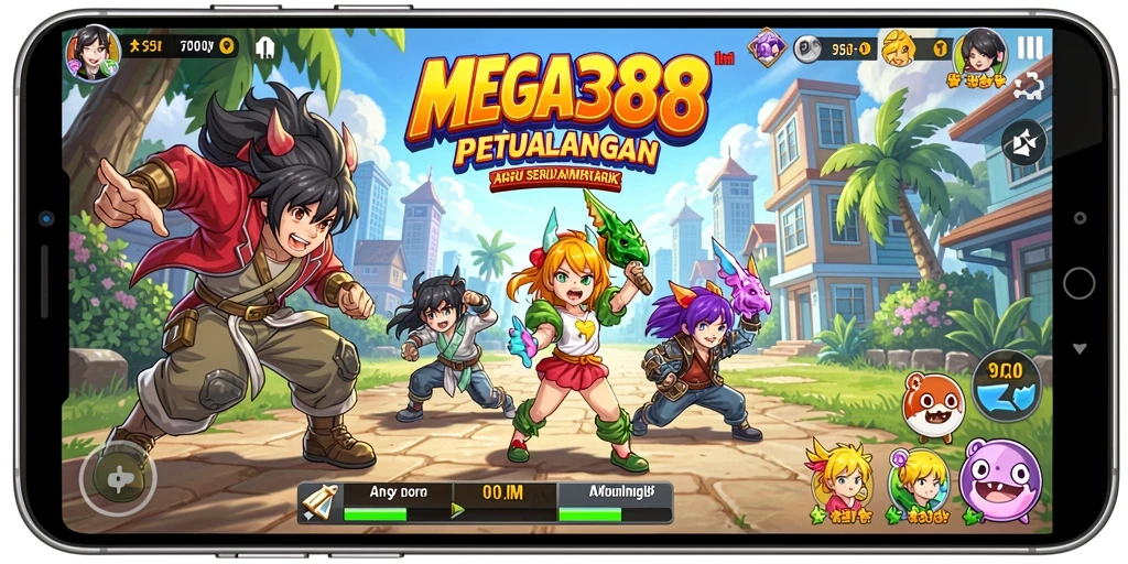 Screenshot gameplay MEGA388 yang menampilkan pertarungan seru karakter Anime.