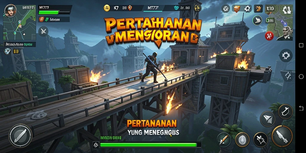 Tampilkan gameplay Tower Defense yang mendebarkan di MT777.