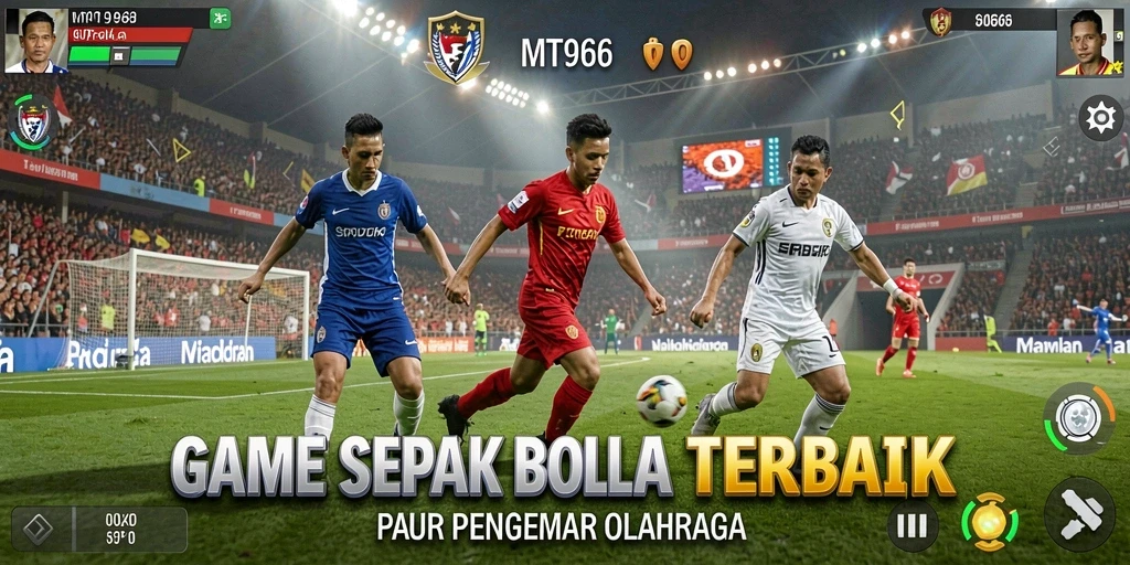 Screenshot utama MT966 menunjukkan momen seru saat pertandingan sepak bola.