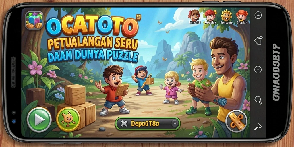 Screenshot gameplay OCATOTO menampilkan puzzle yang menantang.