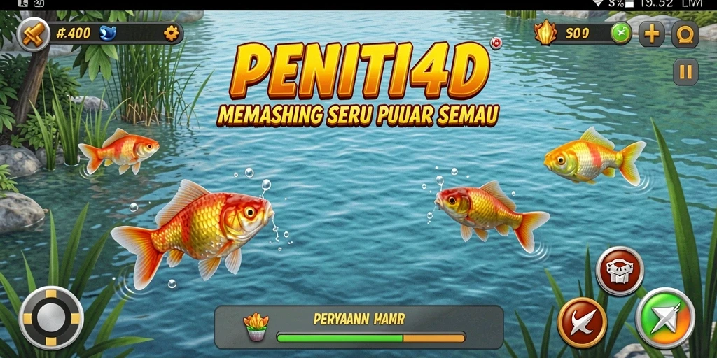 Tampilan seru gameplay PENITI4D saat memancing ikan besar.