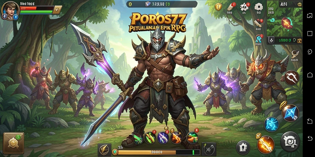 Tampilan gameplay seru di POROS77 dengan karakter beraksi.