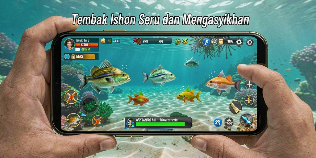 Tampilan menarik permainan Tembak Ikan RP8 dengan grafis yang memukau.