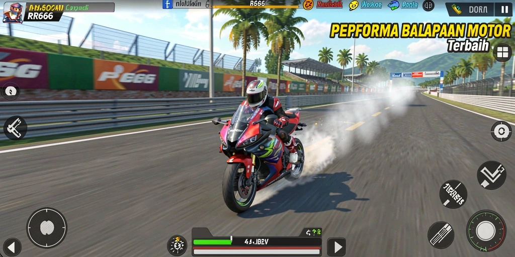Screenshot gameplay balapan motor seru di RR666.