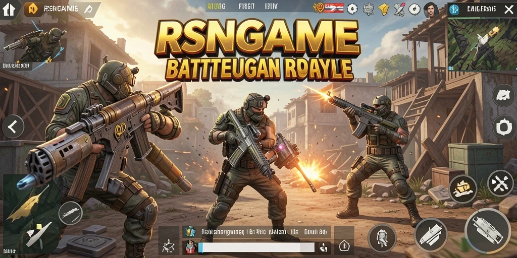 Screenshot gameplay RSNGAME menampilkan momen pertarungan seru Battle Royale.