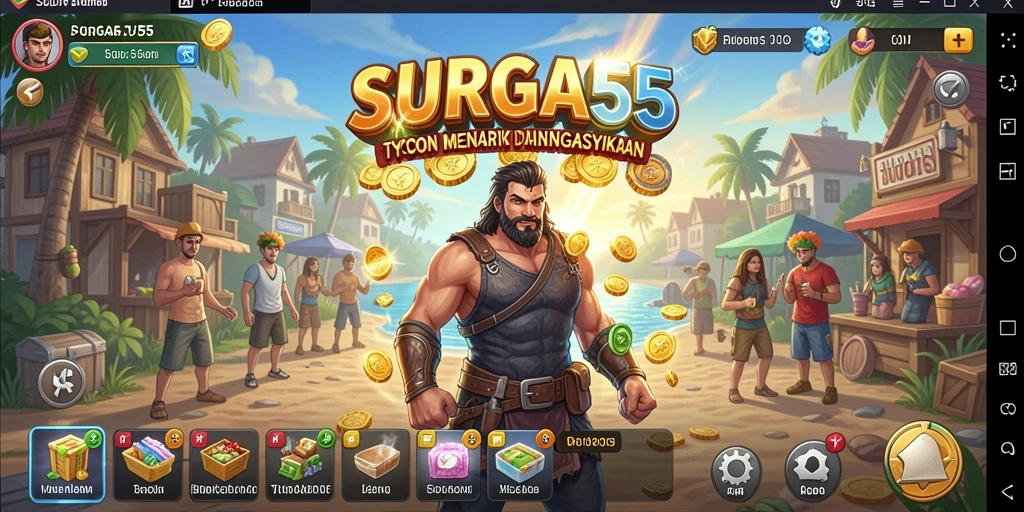 Tampilan gameplay SURGA55 menampilkan proses pengelolaan bisnis yang menarik.