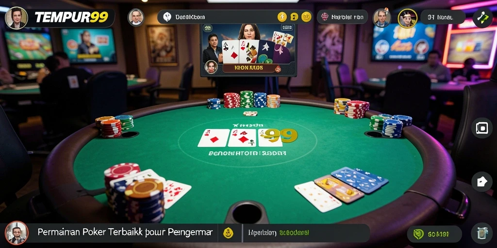 Screenshot TEMPUR99 menampilkan aksi seru permainan Poker.