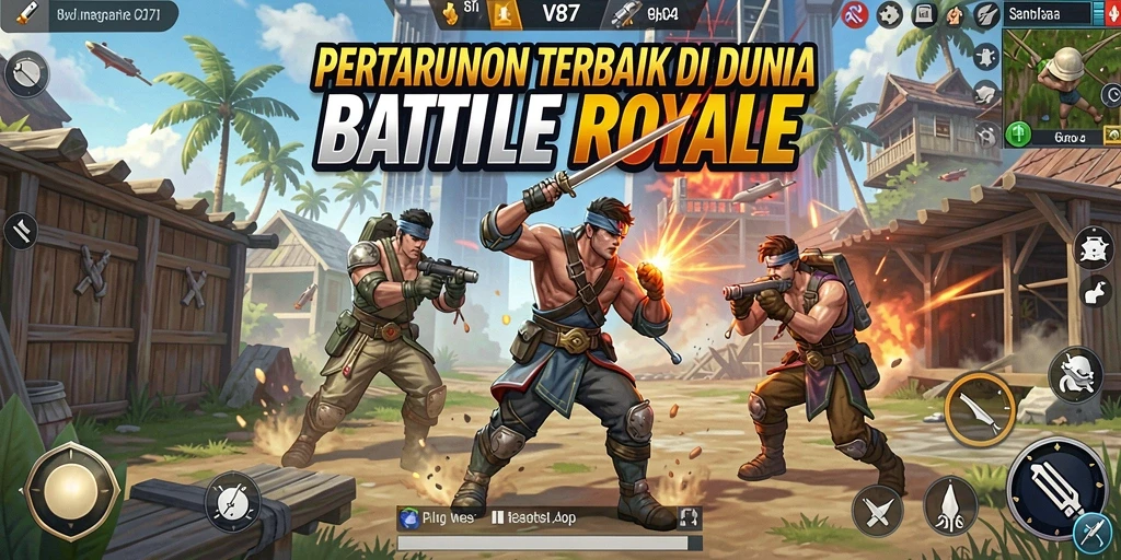 Gameplay seru V87 dengan aksi Battle Royale yang intens.