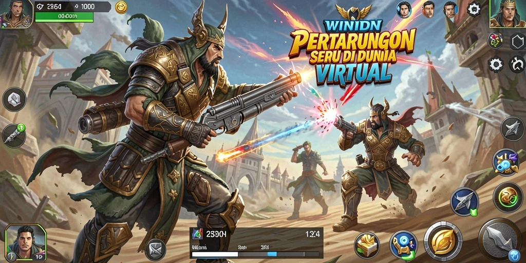 Tangkapan layar <strong>WINIDN</strong> menunjukkan aksi pertarungan mendebarkan antara dua karakter.